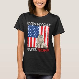 Meine Katze hasst Trump gegen Trump American Flag  T-Shirt