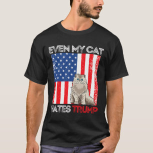 Meine Katze hasst Trump gegen Trump American Flag  T-Shirt