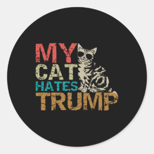 Meine Katze hasst Trump Katzen gegen Trump Retro S Runder Aufkleber