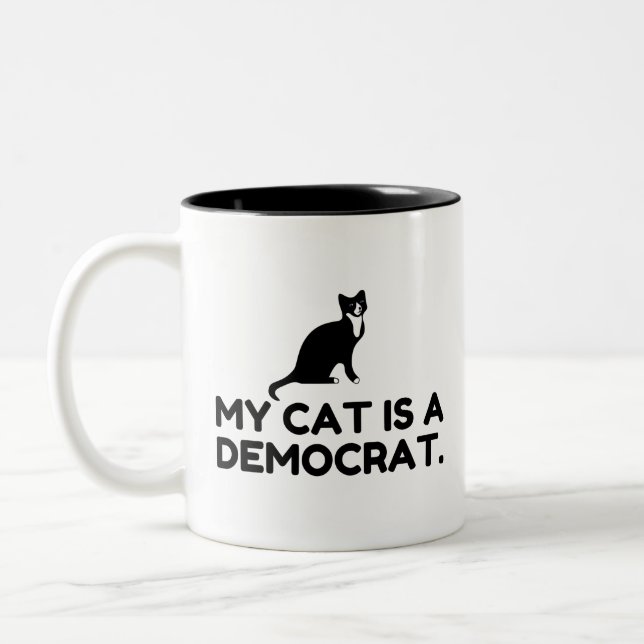 Meine Katze ist Demokrat Zweifarbige Tasse (Links)
