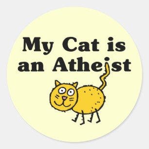 Meine Katze ist ein Atheist Runder Aufkleber