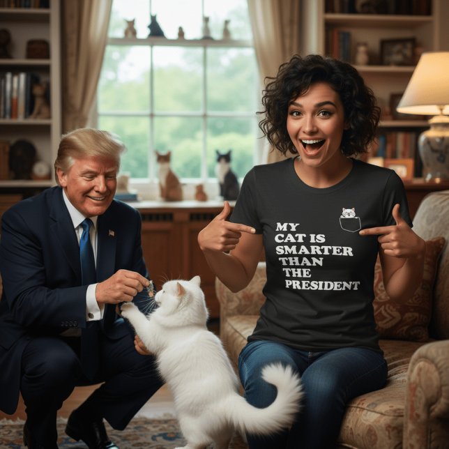 Meine Katze ist klüger als Präsident - lustig poli T-Shirt (funny cat tshirtsfunny cat sayings tshirtsfunny political catfunny for cat lovers gifts trump joke)