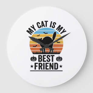 Meine Katze ist mein bester Freund Vintage-Katze-S Große Wanduhr