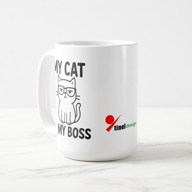 Meine Katze ist mein Boss Kaffeetasse (Vorderseite Links)