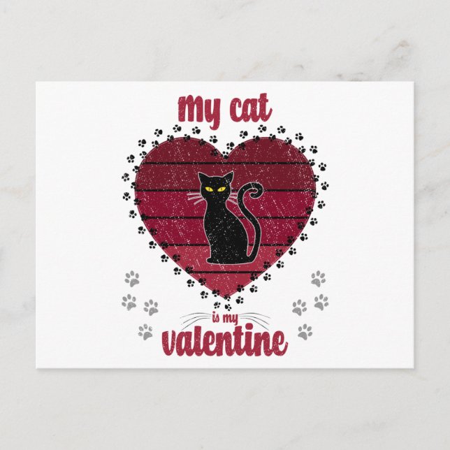 Meine Katze ist mein Valentine | Niedliche Valenti Postkarte (Vorderseite)