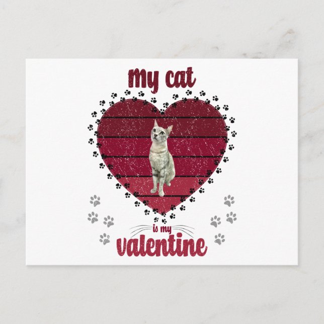 Meine Katze ist mein Valentine Postkarte (Vorderseite)