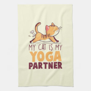 Meine Katze ist mein Yoga-Partner - Stretching Cat Geschirrtuch