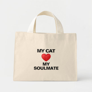 Meine Katze ist meine Seelenverwandte Rotes Herz K Mini Stoffbeutel