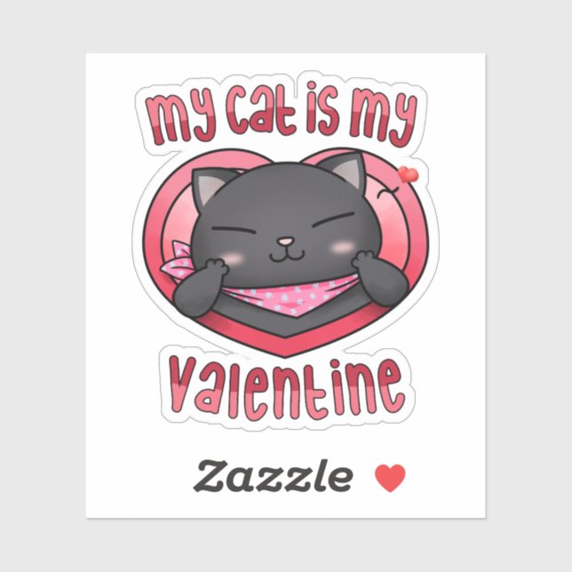 Meine Katze ist meine Valentine Black Cat Aufkleber (Blatt)