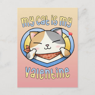 Meine Katze ist meine Valentine Calico Katze Feiertagspostkarte