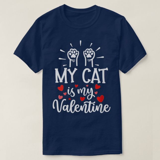 Meine Katze ist meine Valentine Kitten Lover Herz  T-Shirt (Design vorne)