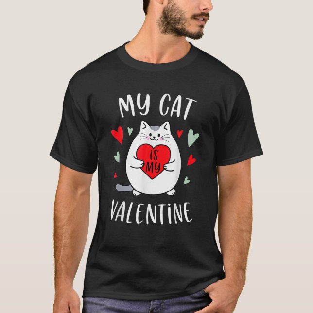 Meine Katze ist meine Valentine Kitten Lover Herzc T-Shirt (Vorderseite)