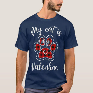 Meine Katze ist meine Valentine Red Kariert Cat Lo T-Shirt