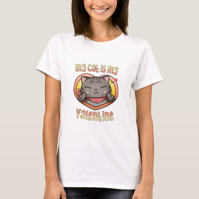 Meine Katze ist meine Valentine Tabby Cat T-Shirt (Vorderseite)