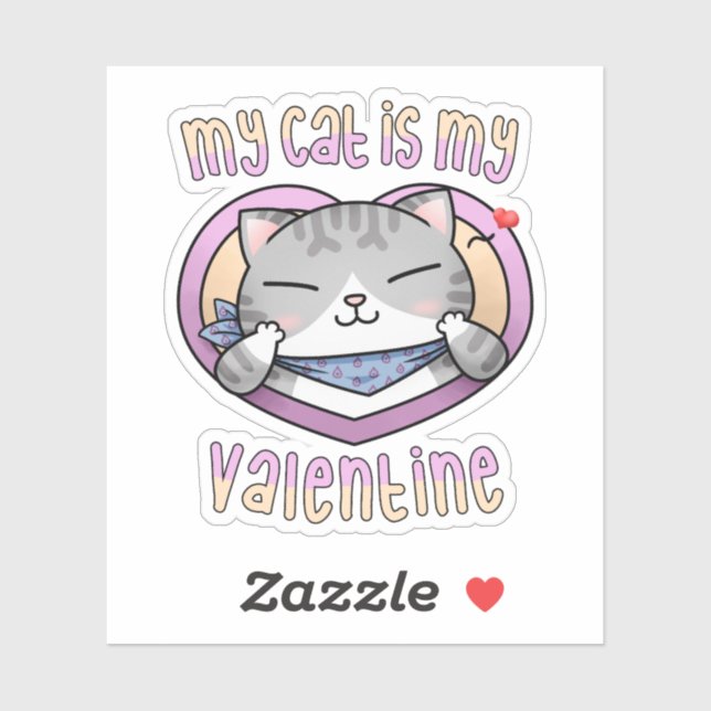 Meine Katze ist meine Valentine Tuxedo Katze Aufkleber (Blatt)