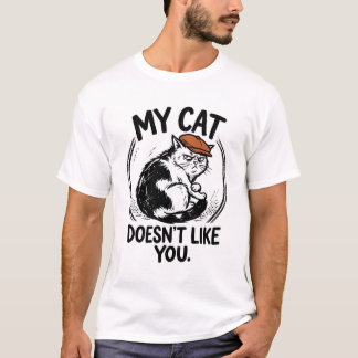 Meine Katze mag dich nicht Flat Cap Katze T-Shirt