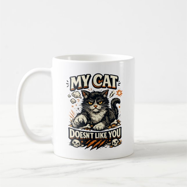 Meine Katze mag dich nicht Retro Kaffeetasse (Links)