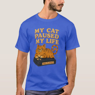 Meine Katze pausierte mein Leben Retro-Vibe 80er 9 T-Shirt