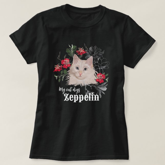 Meine Katze streift Zeppelin-T - Shirt Schwarz-wei (Design vorne)