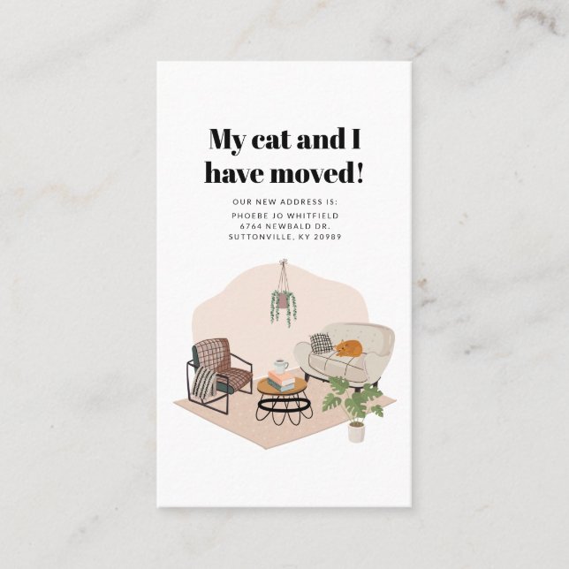 Meine Katze und ich bewegten die Adressänderung Visitenkarte (Vorderseite)