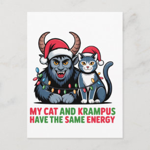 Meine Katze und Krampus haben die gleiche Energie  Feiertagspostkarte