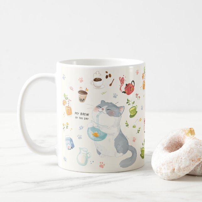 Meine Katzen-Brühe des Tages Kaffeetasse (Mit Donut)