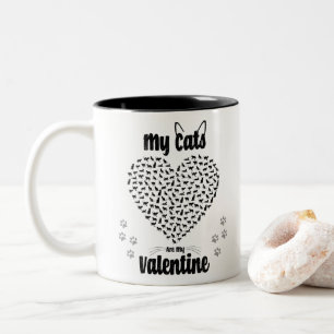 Meine Katzen sind meine Valentine Valentinstag Zweifarbige Tasse
