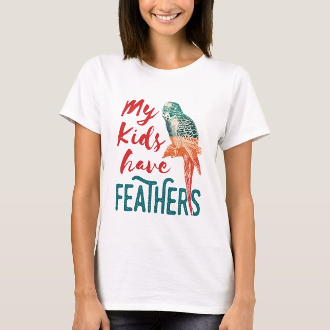 Meine Kinder haben Feathie Budgie Parakeet Mama T-Shirt (Vorderseite)
