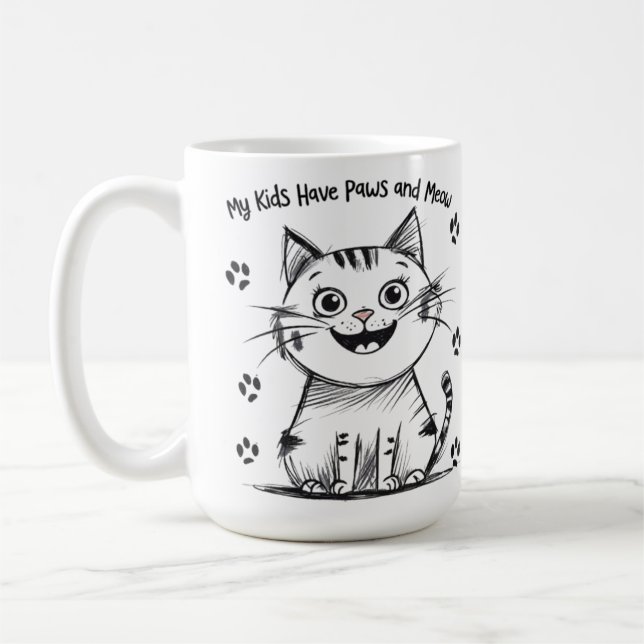 Meine Kinder haben Pfoten und Meow - Funny Cat Lov Kaffeetasse (Links)