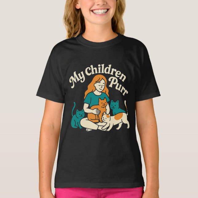 Meine Kinder schnurren T-Shirt (Vorderseite)