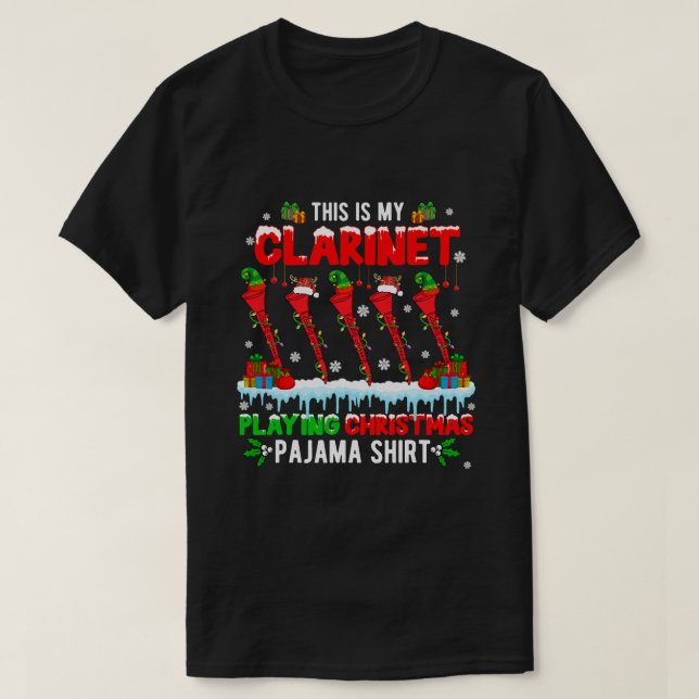 Meine Klarinette spielt Weihnachten Pajama Group S T-Shirt (Design vorne)