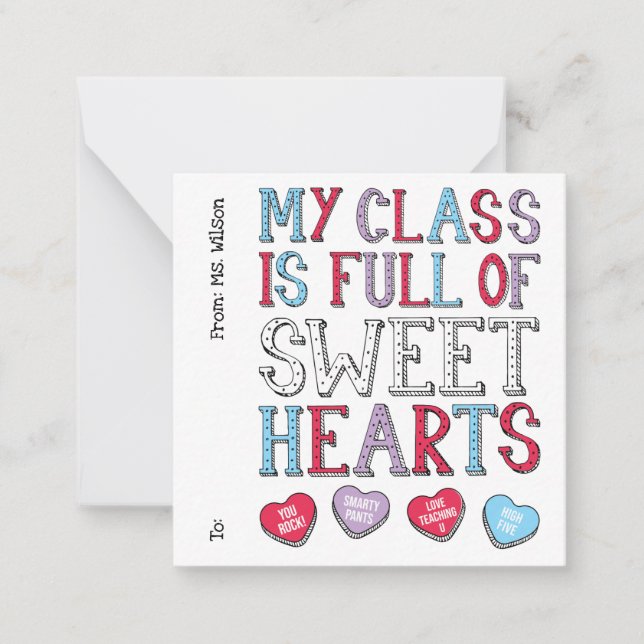 Meine Klasse ist voll von dem Schüler der Süßigkei Mitteilungskarte (Vorderseite)