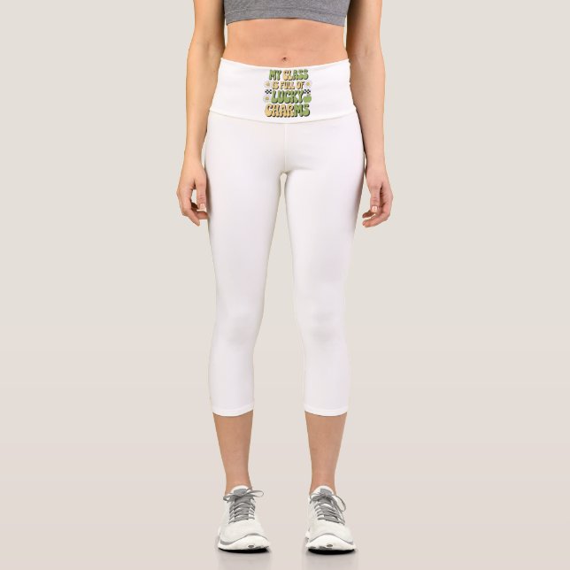 Meine Klasse ist voll von glücklichen Charmen Patr Capri Leggings (Vorderseite)