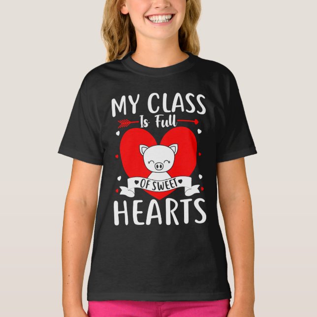 Meine Klasse ist voll von süßen Herzen Valentine T-Shirt (Vorderseite)