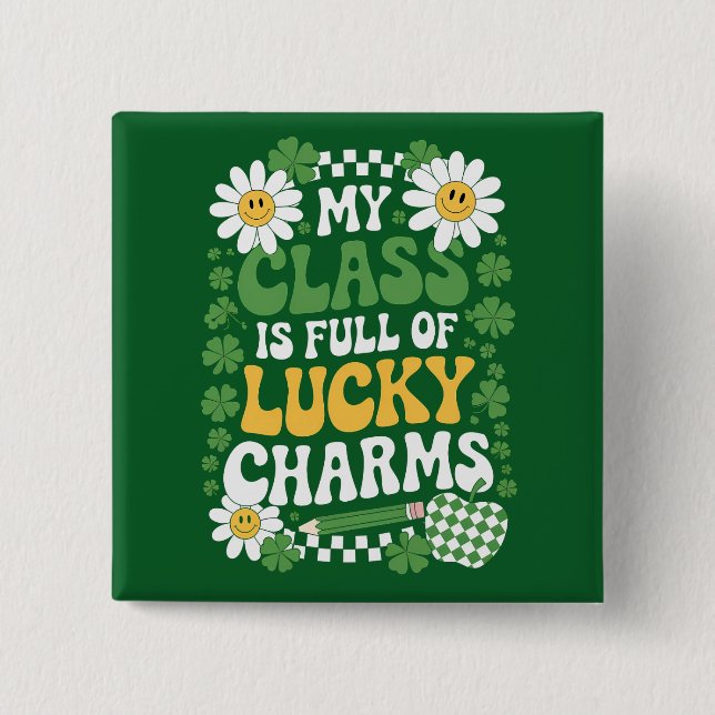 Meine Klasse ist voller Glücksbringer St. Patrick' Button (Vorderseite)