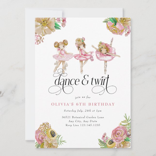 Meine kleine Balerina | Ballett-Party Einladung (Vorderseite)
