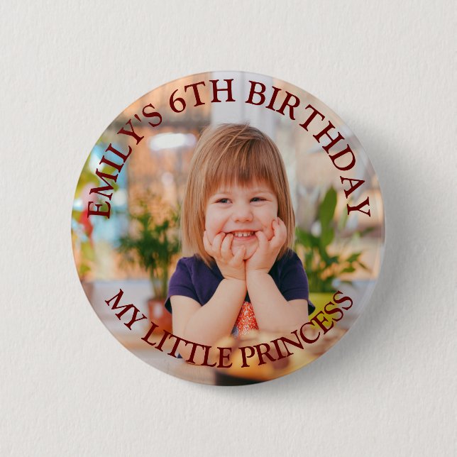 Meine kleine Prinzessin Happy Birthday Foto Name Button (Vorderseite)