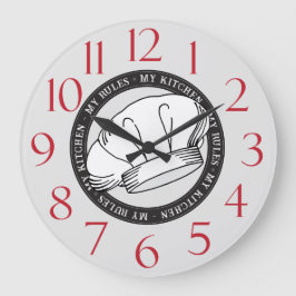 Meine Küche meine Regeln zitieren White Koch Hat K Große Wanduhr