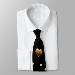 Meine Liebe Elegant Gold Hearts on Black Krawatte