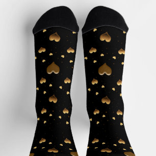 Meine Liebe Elegant Gold Hearts on Black Socken