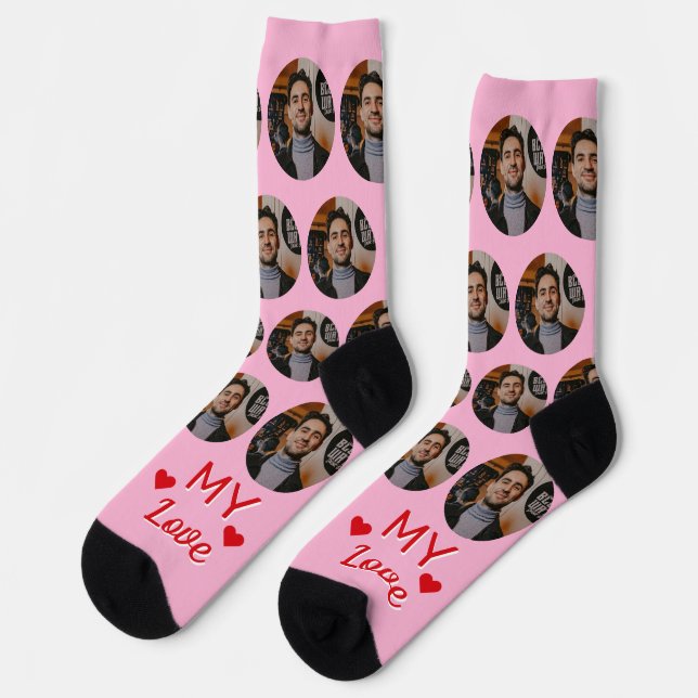 Meine Liebe Husband's Foto für Ehefrau Rosa Socken (Linkes Detail)