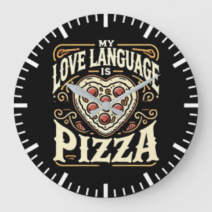 Meine Liebe ist Pizza - Funny Feinschmecker Valent Große Wanduhr