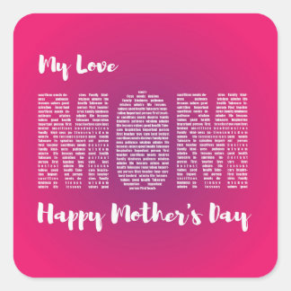 Meine Liebe Meine Mama Glückliche Mütter Tag T - S Quadratischer Aufkleber