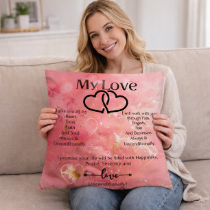 Meine Liebe Romantisches Herz Zitat Glänzend Kissen
