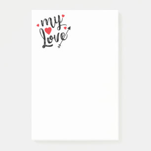 Meine Liebe Rote Herz-Typografie - Hochzeit Verlob Post-it Klebezettel