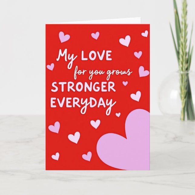 Meine Liebe wird stärker Hearts Card Karte (Vorderseite)