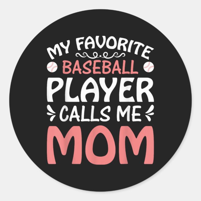 Meine Lieblings-Baseball-Player-Mama Funny Mütter Runder Aufkleber (Vorderseite)