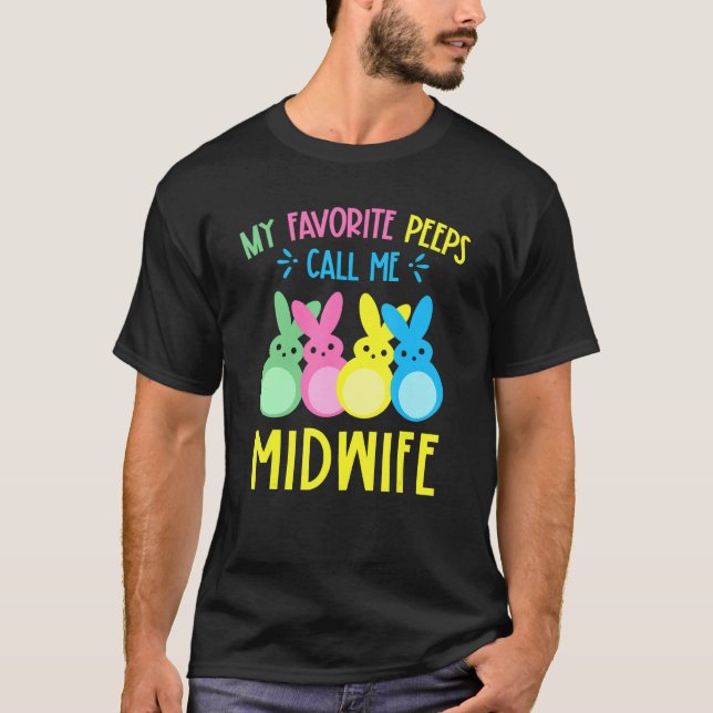 Meine Lieblings-Bunnies nennen mich Midfrau Happy  T-Shirt (Vorderseite)