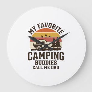 Meine Lieblings-Camping-Kumpels nennen mich Papa V Große Wanduhr