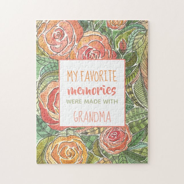 Meine Lieblings-Erinnerungen sind mit Oma Pink Ros Puzzle (Vertikal)